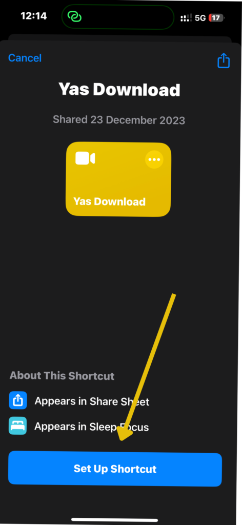 yas download shortcut